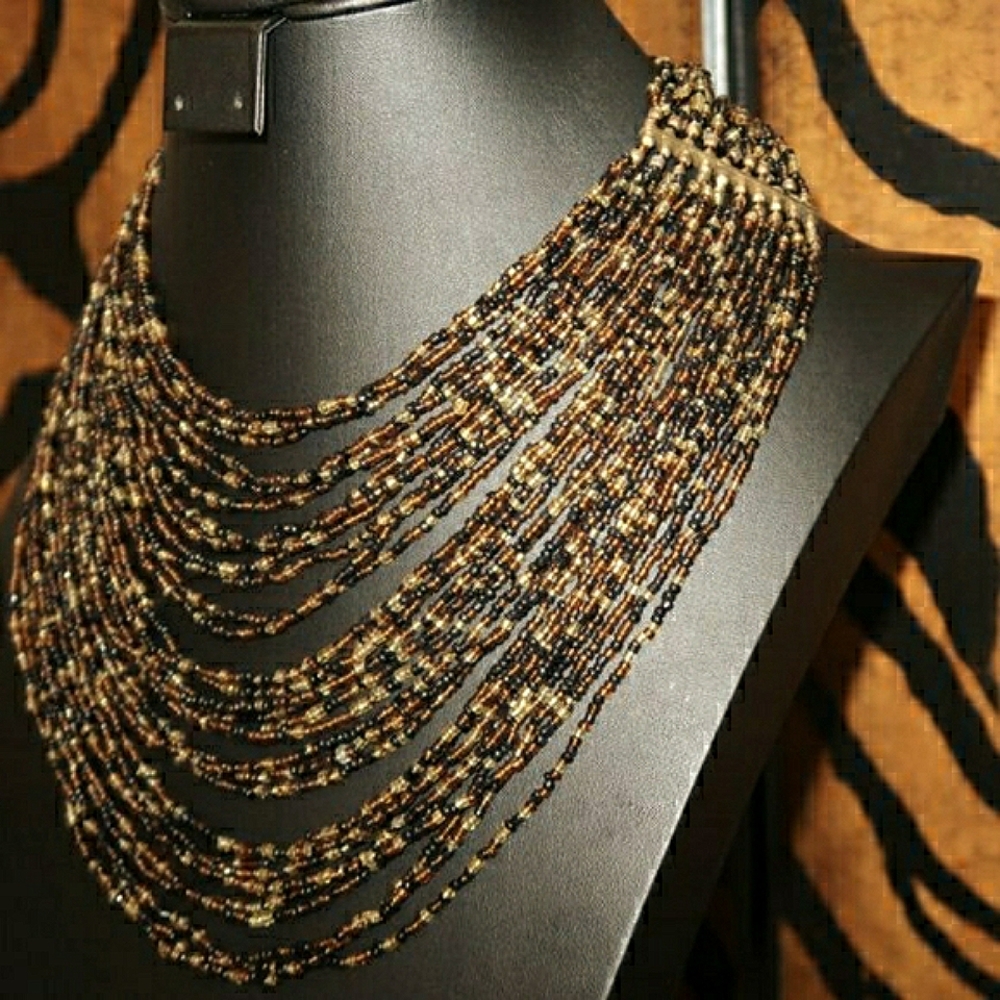 "Wesekh of Strength"  Multi Strand Beaded Necklace